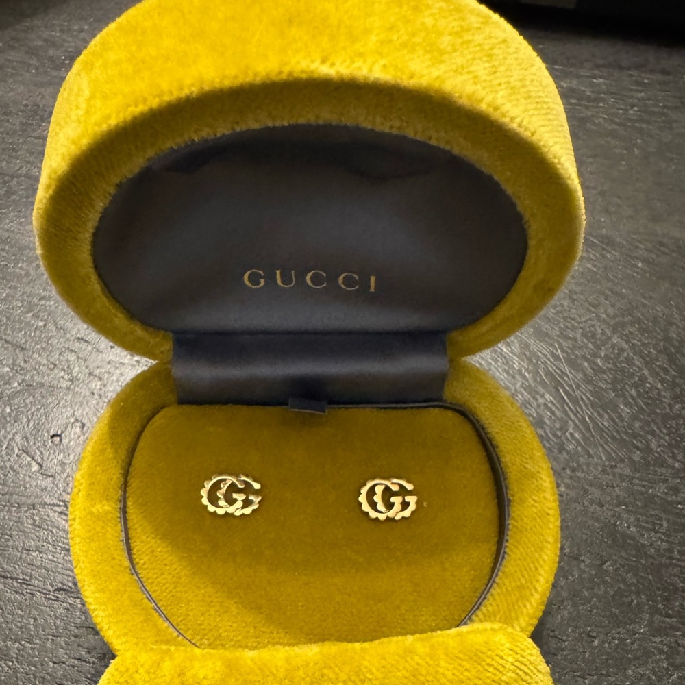 Gucci Gold Double G Stud Earrings